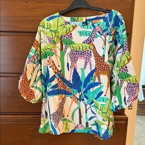 Oliphant Colorful Jungle Print Women's Top